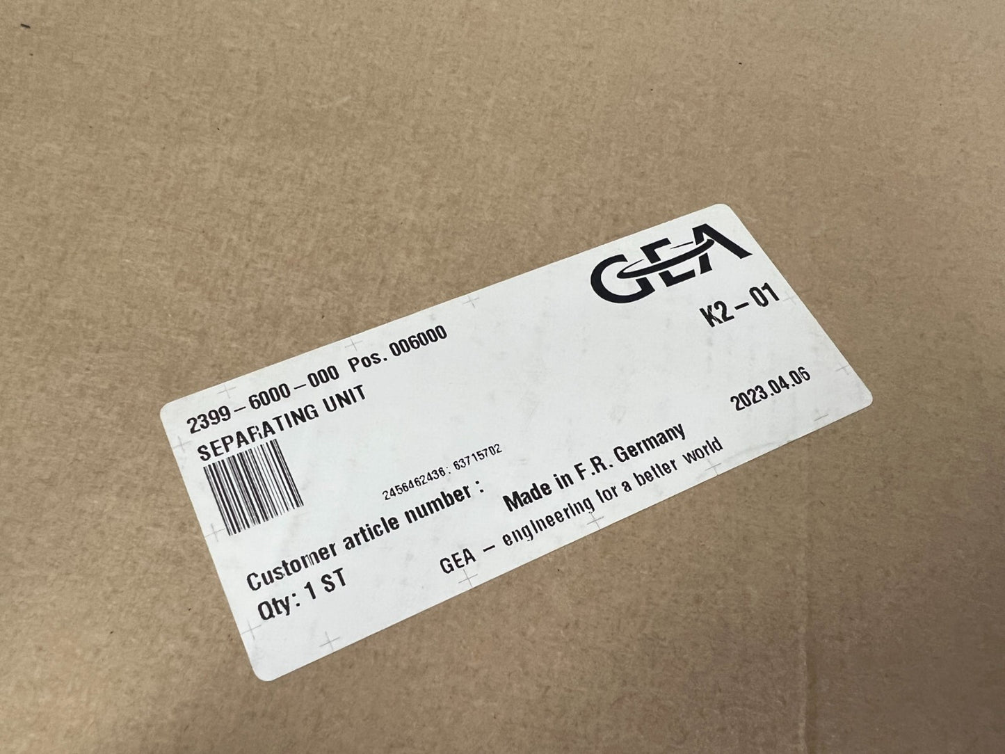 GEA Pharma separator kytero 500 separating unit 2399-6000-000 - Labnob