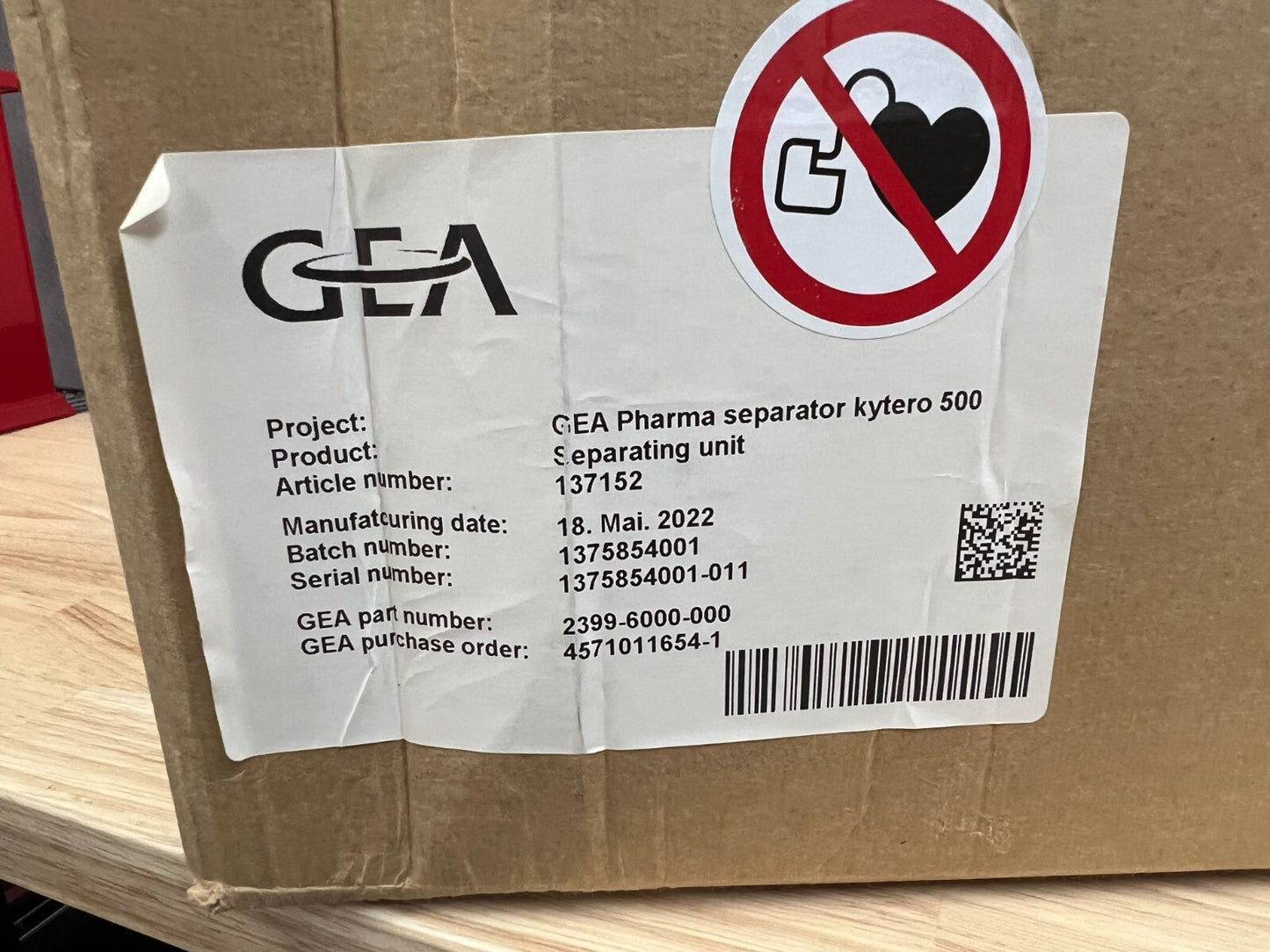 GEA Pharma separator kytero 500 separating unit 2399-6000-000 - Labnob