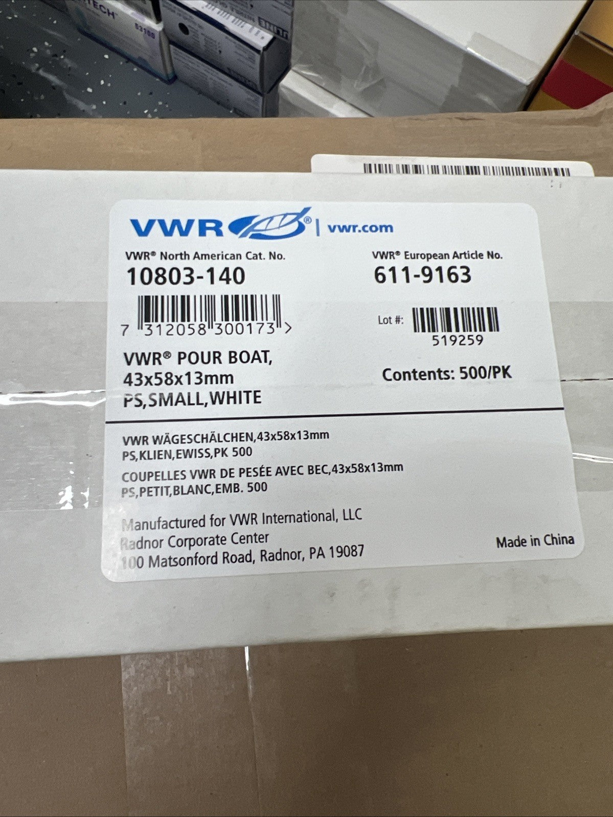 VWR Pour Boat Dishes, Small, 10803-140, White - Labnob