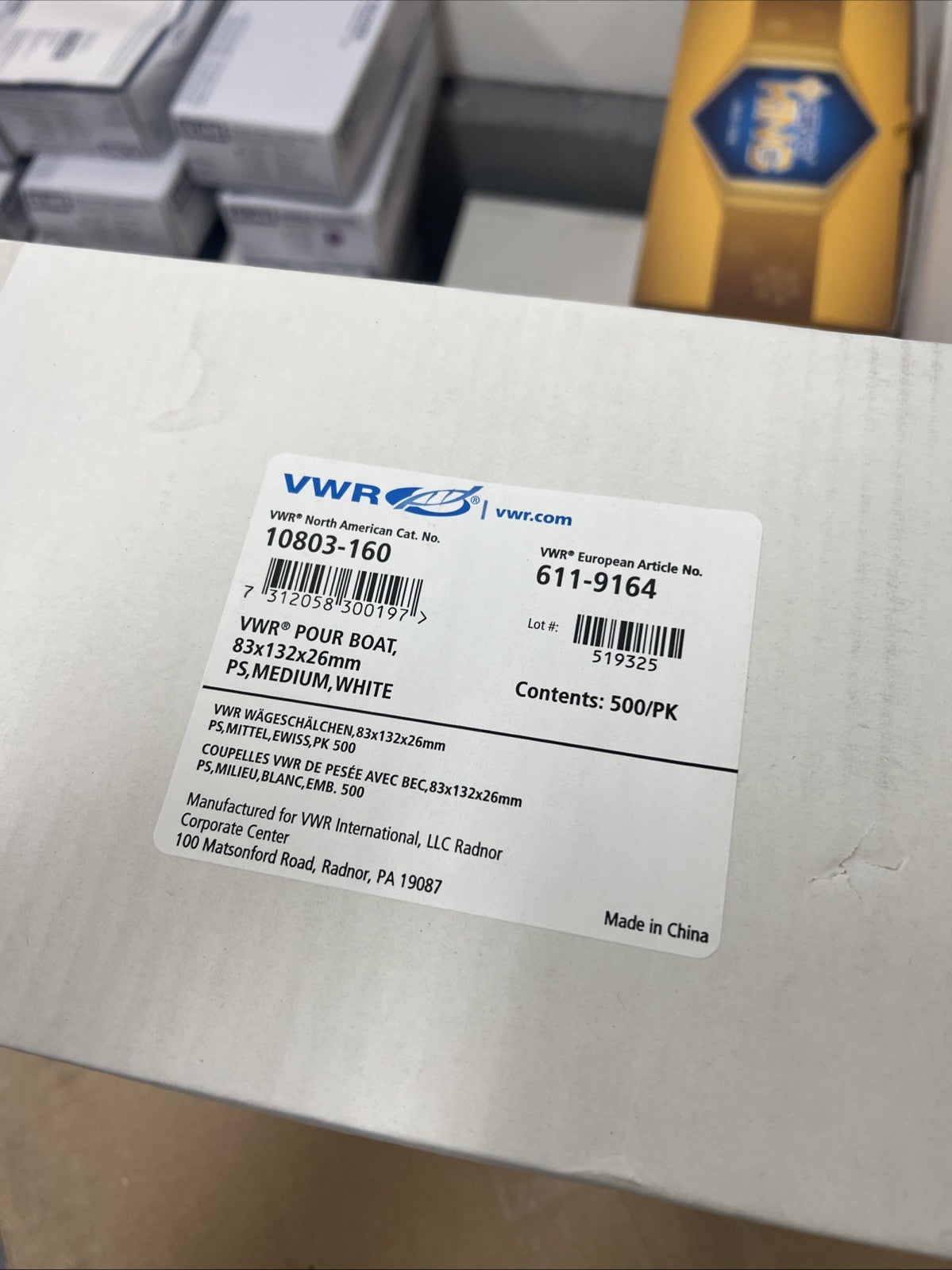 VWR 10803-160 Pour Boat, 83mm x 132mm x 26mm, Polystyrene, White,500pcs - Labnob