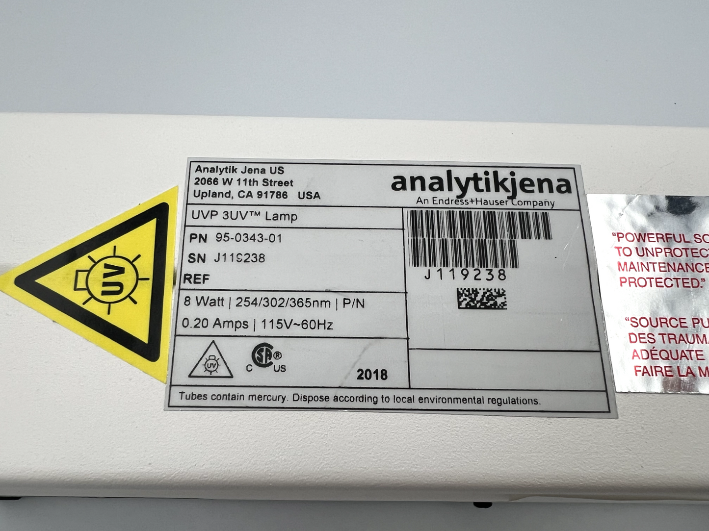 Analytik Jena UV Lamp UVP 3UV lamp tested