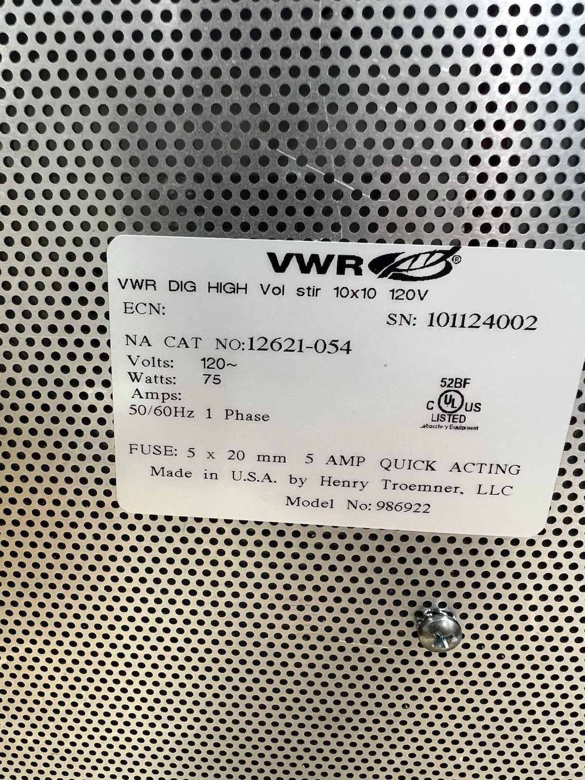 VWR Symphony Advanced High Volume Stirrer 10X10 Model 760 P/N 12621-054