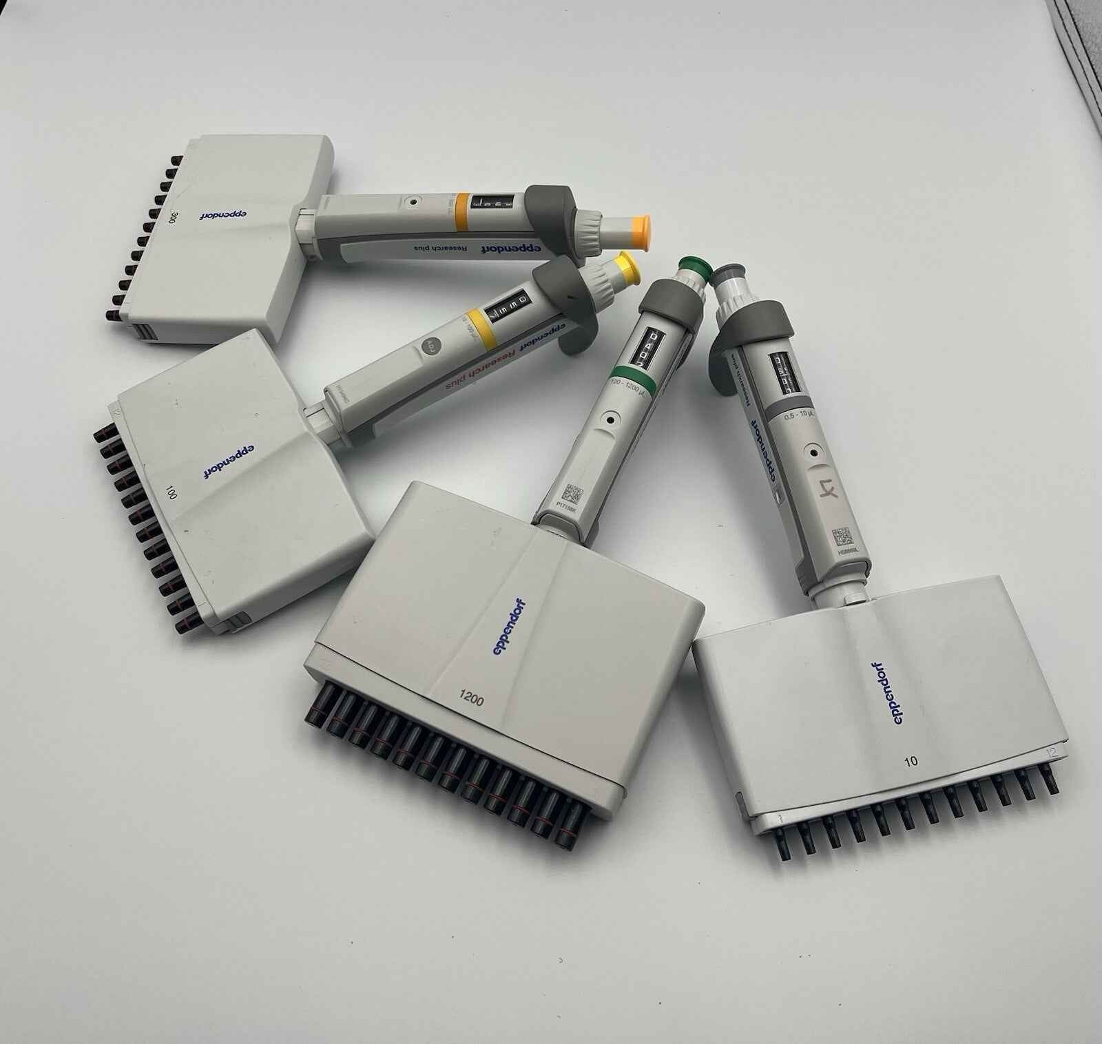 Set Of 4 Eppendorf Research Plus Pipette 12 Channel P10 100 300 1200 Full range - Labnob