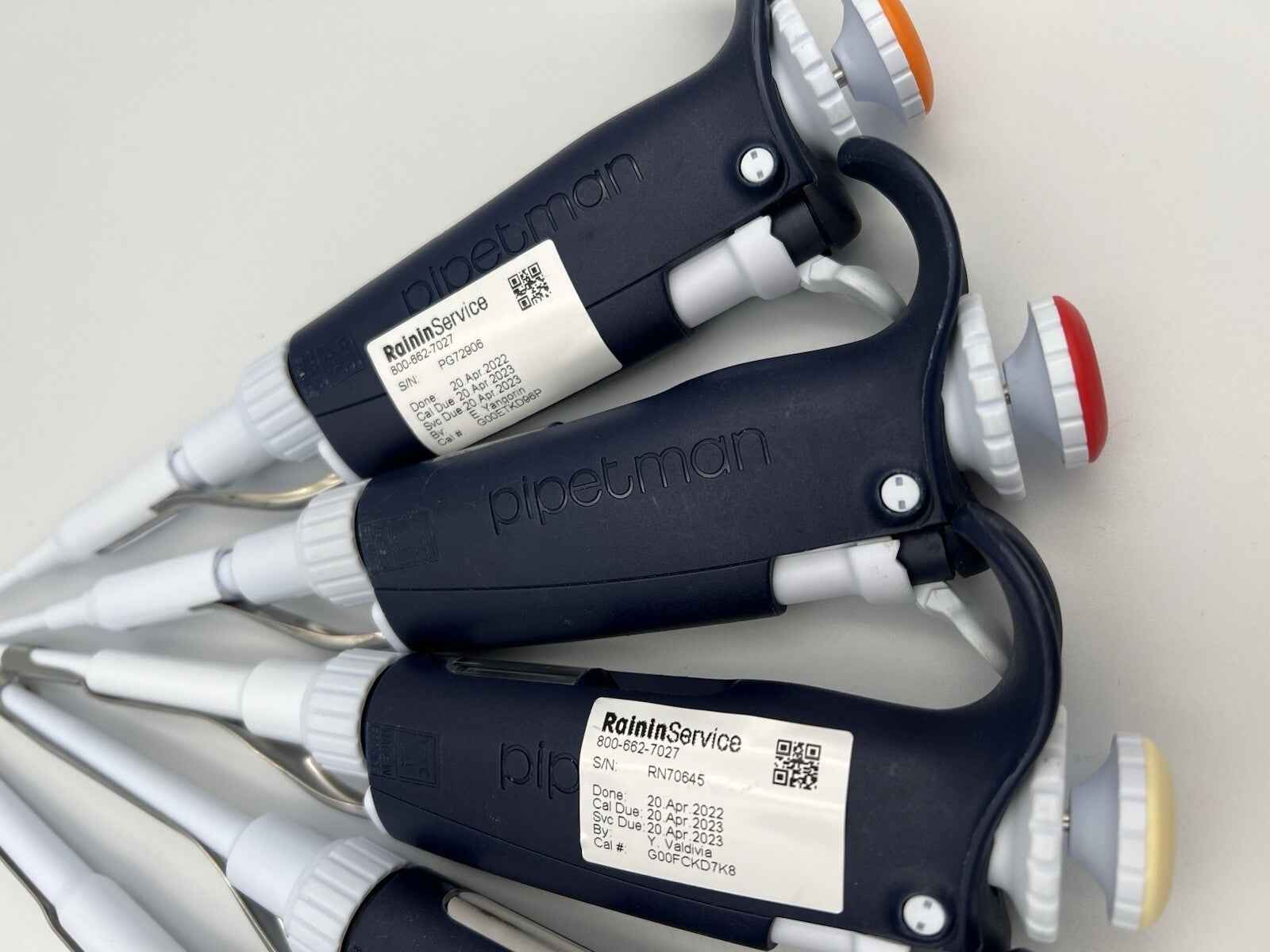 Set Of 5 Gilson Pipetman L new style neo Pipettes P2 10 20 200 1000 - Labnob