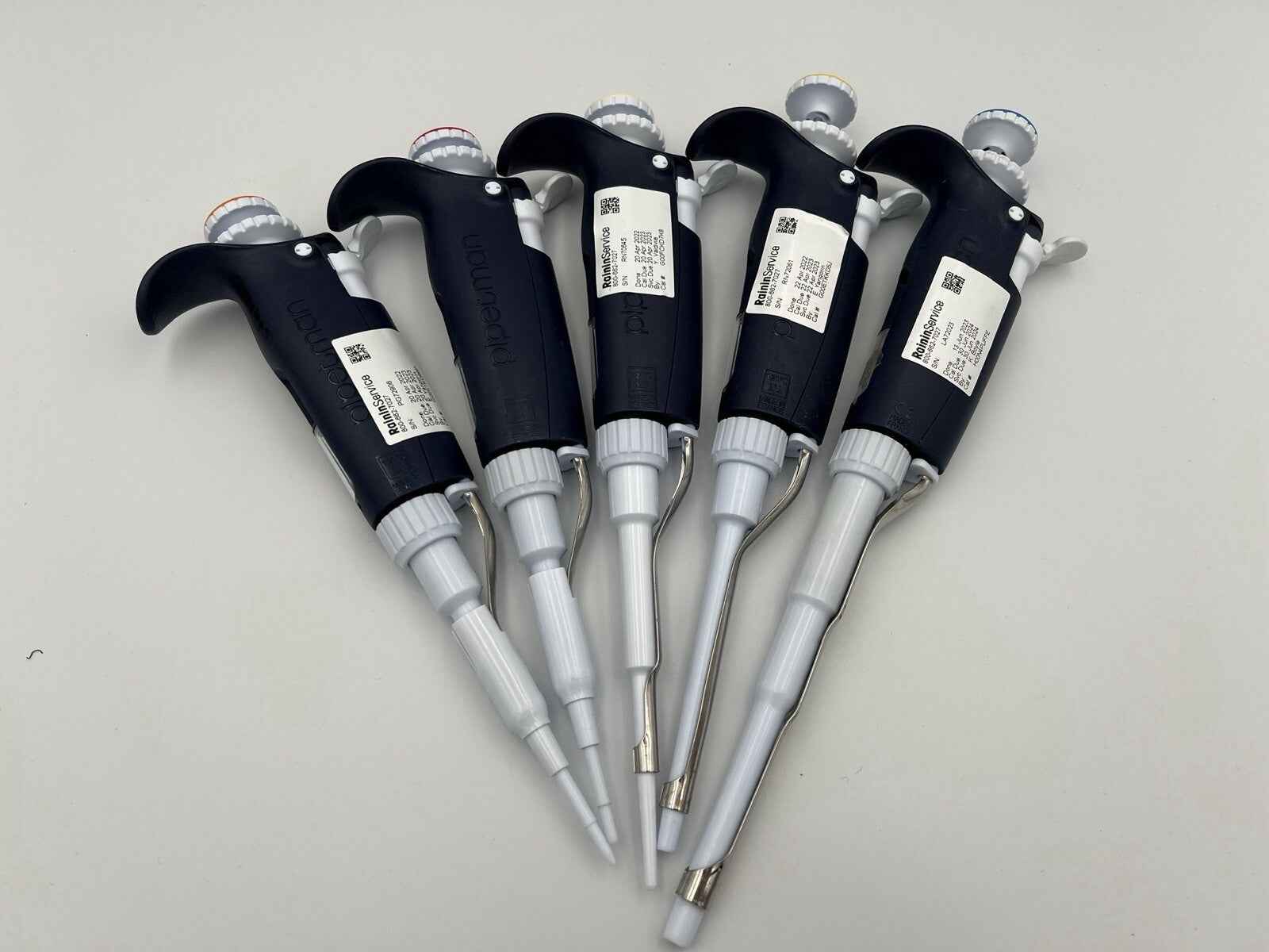 Set Of 5 Gilson Pipetman L new style neo Pipettes P2 10 20 200 1000 - Labnob
