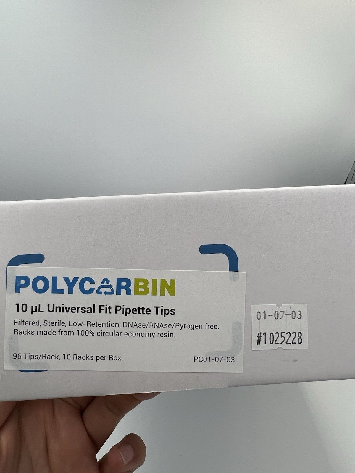 POLYCARBIN 10uL Universal Fit Filtered Sterilize Tips PC01-07-03(960/pk) - Labnob