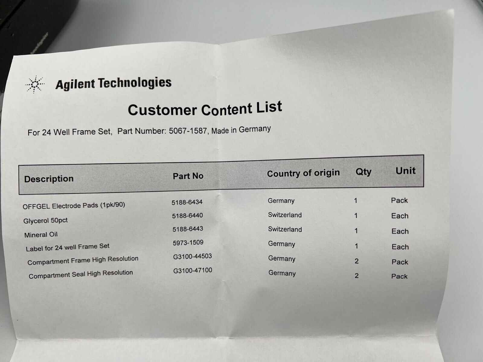 Agilent 24 well frame set 5067-1587 - Labnob
