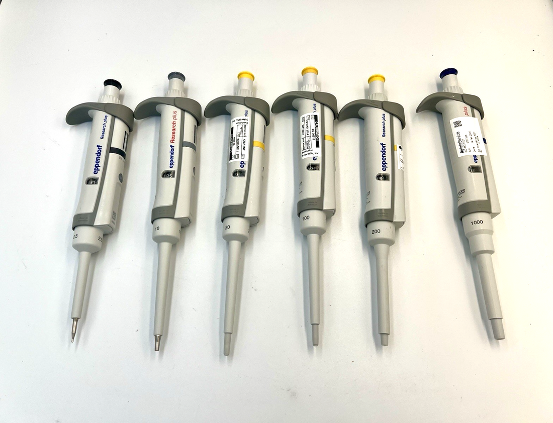Eppendorf Research Plus Pipette set of 6 P2.5 10 20 100 200 1000, cali, new seal - Labnob