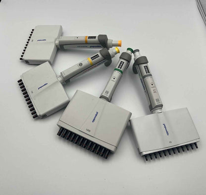 Eppendorf Pipette Multiple Channels Set - 4 Research Plus 12 Channel Pipettes - Labnob