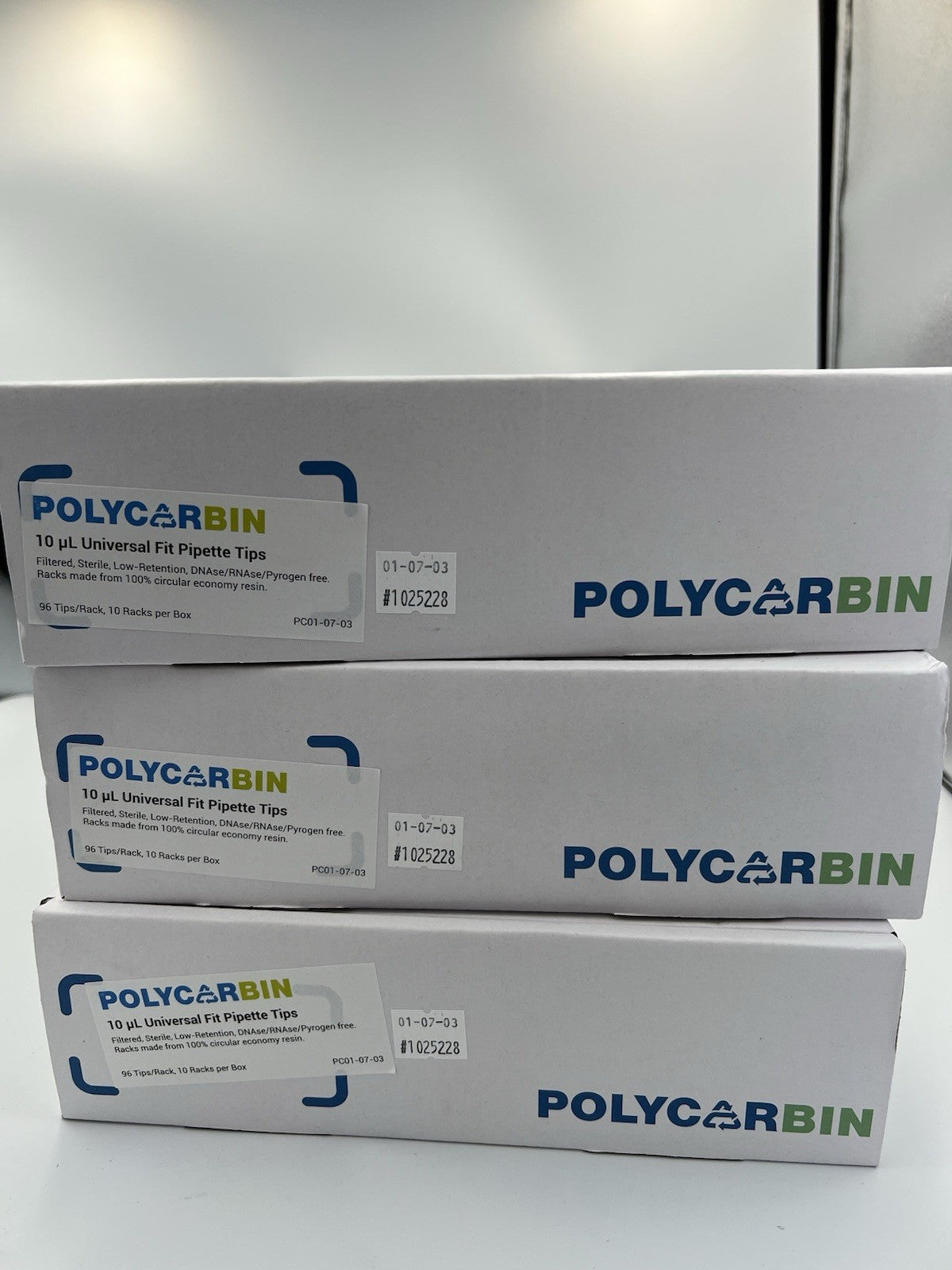 POLYCARBIN 10uL Universal Fit Filtered Sterilize Tips PC01-07-03(960/pk) - Labnob