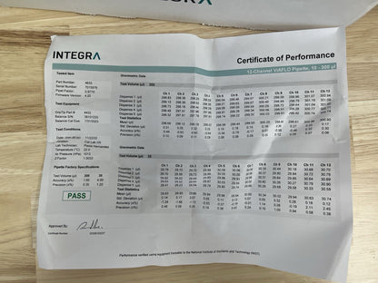 INTEGRA Viaflo pipette 12 CHANNEL 10 -300 uL ELECTRONIC 4633 - Labnob