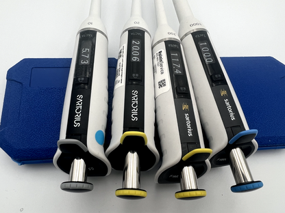 Set Of 4 Sartorius tacta Pipettes P10 20 200 1000 Calibrated tested - Labnob