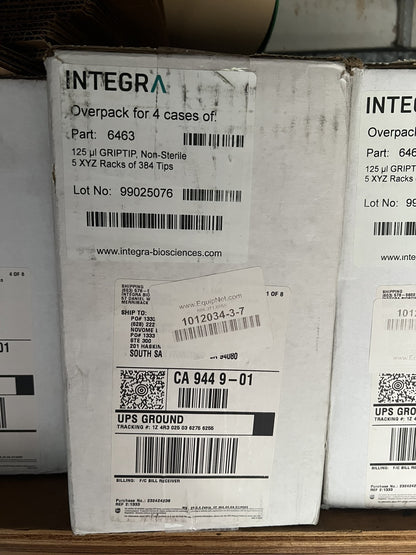 INTEGRA 125uL Pipette Tips XYZ Racks tips 6463 20x384=7680 - Labnob