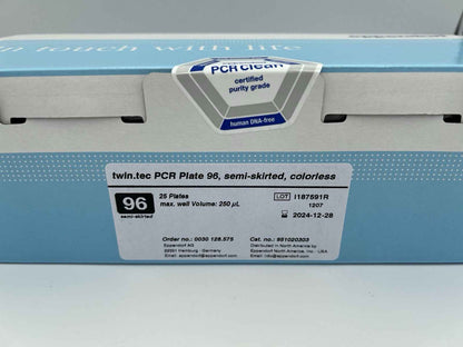 EPPENDORF Twin.tec 250µL PCR Plate 96 Semi-Skirt, Colorless (25/cs) - Labnob
